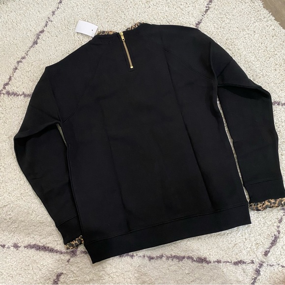 NWT J. Crew Factory Black Sweatshirt with 
Leopard Ruffle Neck - Picture 5 of 5
